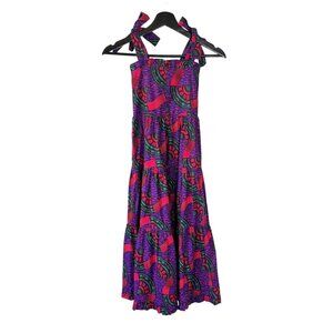 Ulla Johnson Edie Purple Pink Print Sleeveless Fit Flare Dress Youth 8